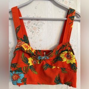 Free People Orange Floral Top